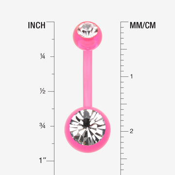 Detail View 1 of Bio Flexible Shaft Gem Ball Acrylic Belly Button Ring-Pink